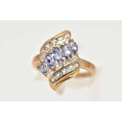 29 - A 9CT GOLD GEM SET DRESS RING, a multi gem set ring, yellow gold mount, hallmarked 9ct Birmingham, r... 