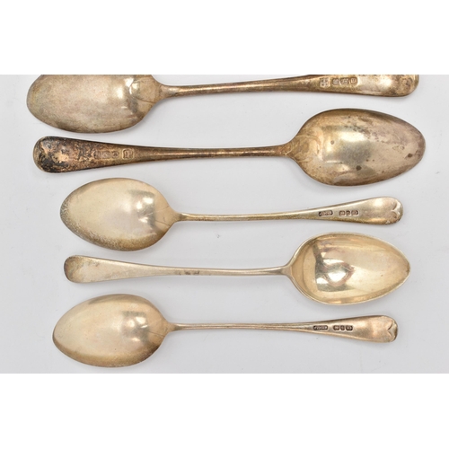 134 - AN ASSORTMENT OF SILVER TEASPOONS, eleven assorted teaspoons, all hallmarked with British hallmarks,... 