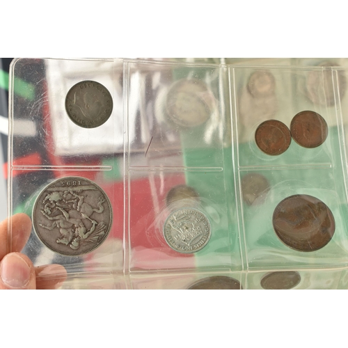 148 - A SHOE BOX OF COINS AND BANKNOTES, to include amounts of Silver and Silver content UK coins Victoria... 