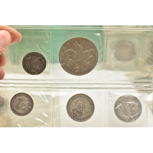 148 - A SHOE BOX OF COINS AND BANKNOTES, to include amounts of Silver and Silver content UK coins Victoria... 