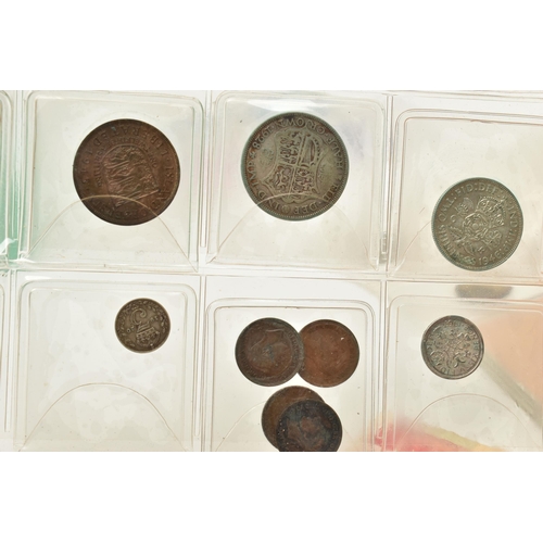 148 - A SHOE BOX OF COINS AND BANKNOTES, to include amounts of Silver and Silver content UK coins Victoria... 