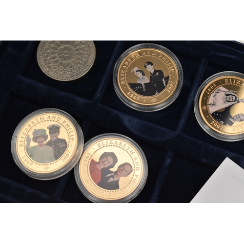 153 - A 2002 GOLDEN JUBILEE CASE CONTAINING 6x SILVER AND SILVER PROOFS, Australia .999 Silver One Dollar,... 