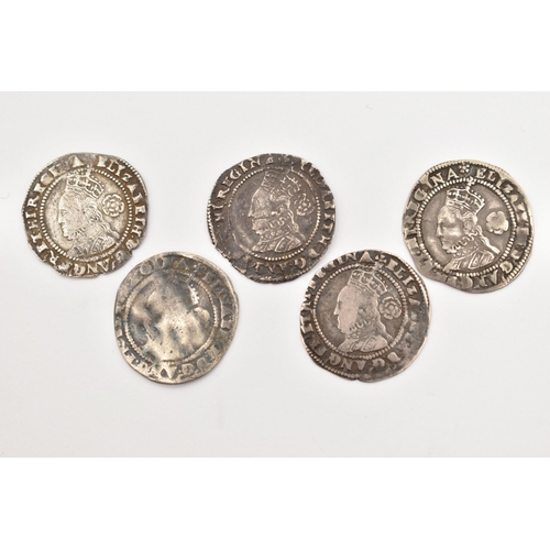 180 - A PARCEL OF ELIZABETH I 3d COINS, to include 5x 3d coins 1576 Three all mm Eglantine, 1577 over 6, 1... 