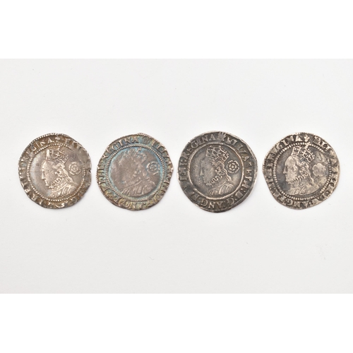 186 - A PARCEL OF ELIZABETH I HAMMERED 3d COINS, to include a 1566 MM Portcullis gf, 1571 mm Castle Bust 4... 