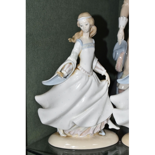 347 - A COLLECTION OF LLADRO, NAO AND SIMILAR FIGURES, to include Lladro: Girl with Goose and Dog, no 4866... 