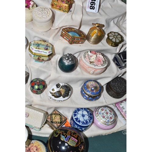 368 - A COLLECTION OF TRINKET BOXES WITH A DISPLAY STAND, over eighty examples, to include two x Old Tupto... 