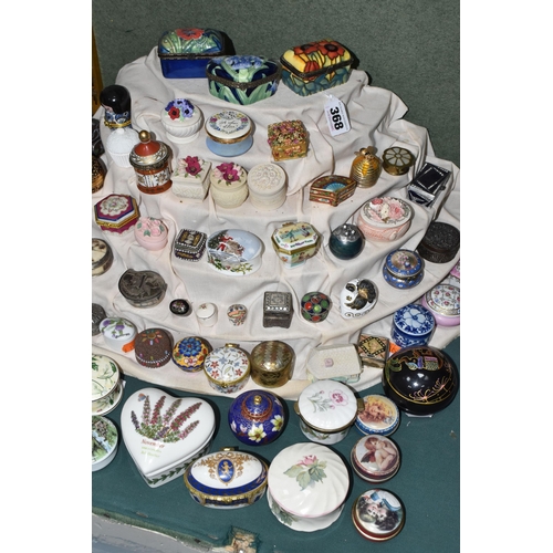 368 - A COLLECTION OF TRINKET BOXES WITH A DISPLAY STAND, over eighty examples, to include two x Old Tupto... 