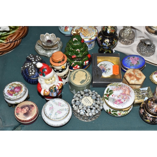 368 - A COLLECTION OF TRINKET BOXES WITH A DISPLAY STAND, over eighty examples, to include two x Old Tupto... 