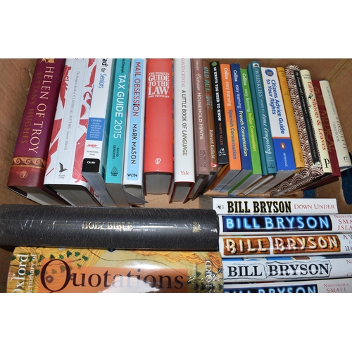 418 - FOUR BOXES OF BOOKS containing over eighty-five miscellaneous titles in hardback and paperback forma... 