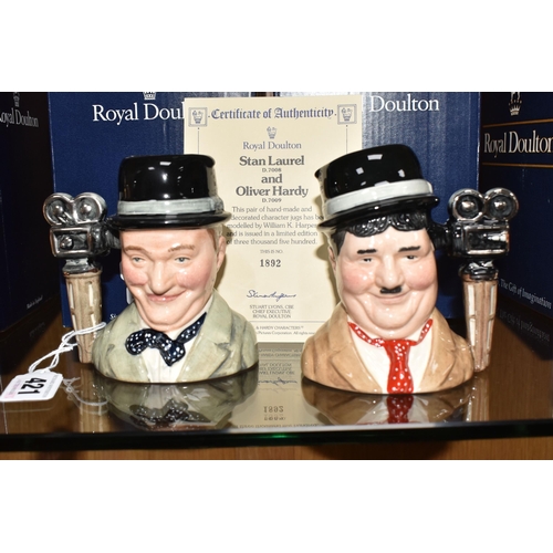421 - TWO BOXED ROYAL DOULTON LIMITED EDITION 'LAUREL & HARDY' CHARACTER JUGS, Stan Laurel D7008 and Olive... 