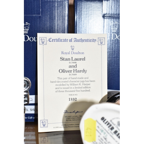 421 - TWO BOXED ROYAL DOULTON LIMITED EDITION 'LAUREL & HARDY' CHARACTER JUGS, Stan Laurel D7008 and Olive... 