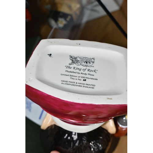 423 - A BOXED LIMITED EDITION PEGGY DAVIES CERAMICS 'ROCK LEGEND CHARACTER JUG', titled 'The King of Rock'... 