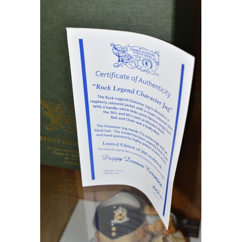 423 - A BOXED LIMITED EDITION PEGGY DAVIES CERAMICS 'ROCK LEGEND CHARACTER JUG', titled 'The King of Rock'... 