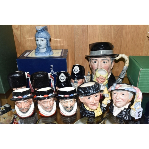 424 - TWELVE ROYAL DOULTON CHARACTER JUGS, with a London/Great Britain theme, comprising a boxed 'Great Br... 