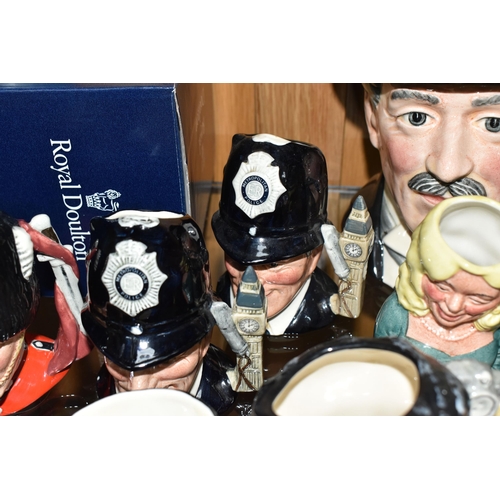 424 - TWELVE ROYAL DOULTON CHARACTER JUGS, with a London/Great Britain theme, comprising a boxed 'Great Br... 