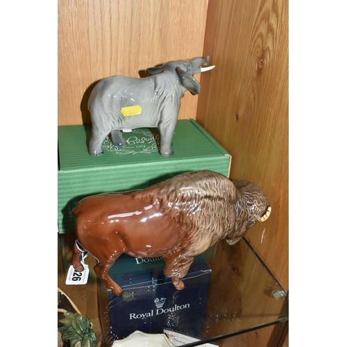 426 - A BOXED BESWICK ELEPHANT AND A BESWICK BISON FIGURE, comprising Elephant - Trunk Stretching - Small,... 