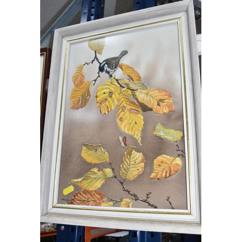 431 - ROBIN GIBBARD (1930-2014) 'COAL TIT', a Coal Tit on a branch is looking at a butterfly, signed botto... 