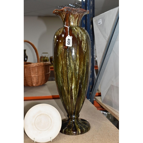 435 - A SMALL QUANTITY OF LINTHORPE POTTERY, to include a pottery vase shape 1687, brown, green and white ... 