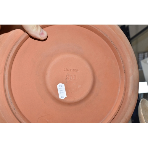 435 - A SMALL QUANTITY OF LINTHORPE POTTERY, to include a pottery vase shape 1687, brown, green and white ... 