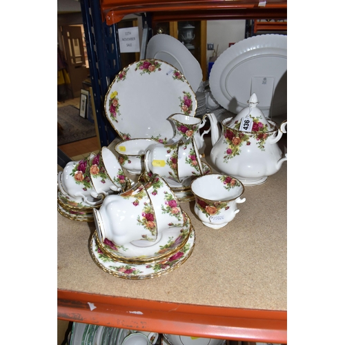436 - A SMALL COLLECTION OF ROYAL ALBERT 'OLD COUNTRY ROSES' TEAWARE, comprising of, a cake plate, teapot,... 