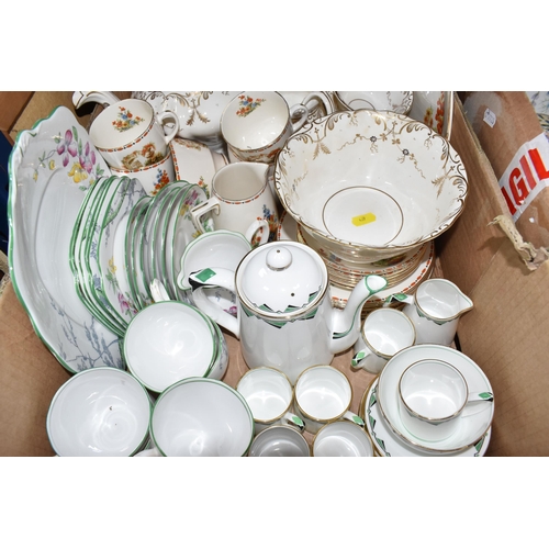 439 - TWO BOXES OF MISCELLANEOUS CERAMICS, to include a footed Royal Crown Derby 'Derby Posies' bowl, a gi... 