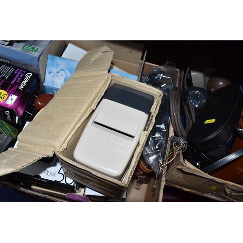 440 - TWO BOXES OF ASSORTED BINOCULARS, CAMERAS AND OTHER ITEMS, to include cased binoculars by Liebermann... 