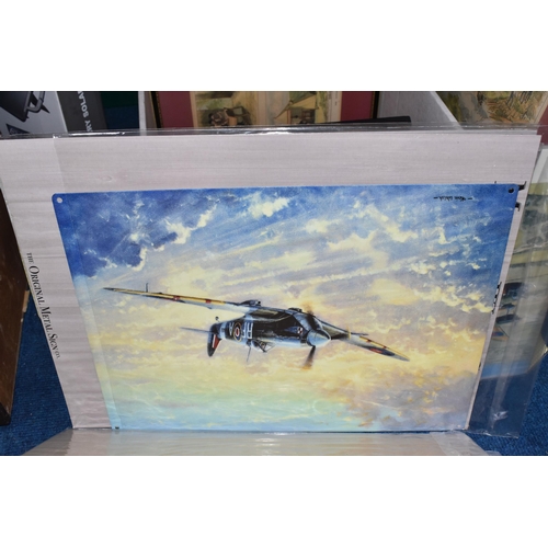 441 - THREE BOXES AND LOOSE MISCELLANEOUS, to include steam railway books and DVDs, a cast iron sign sayin... 