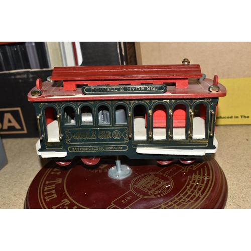 441 - THREE BOXES AND LOOSE MISCELLANEOUS, to include steam railway books and DVDs, a cast iron sign sayin... 