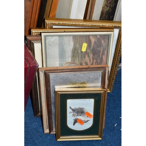 442 - FIVE BOXES AND LOOSE MISCELLANEOUS ITEM, to include various sized pictures some framed some canvas a... 