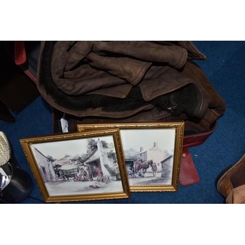 442 - FIVE BOXES AND LOOSE MISCELLANEOUS ITEM, to include various sized pictures some framed some canvas a... 