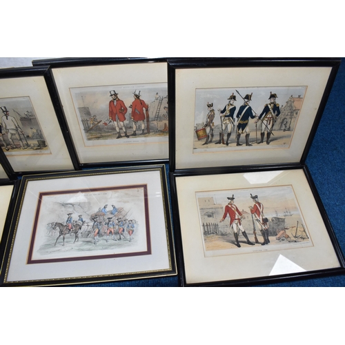 443 - FOURTEEN 19TH CENTURY ILLUSTRATIONS DEPICTING MILITARY LIFE AND UNIFORM, to include a Illustrated Lo... 