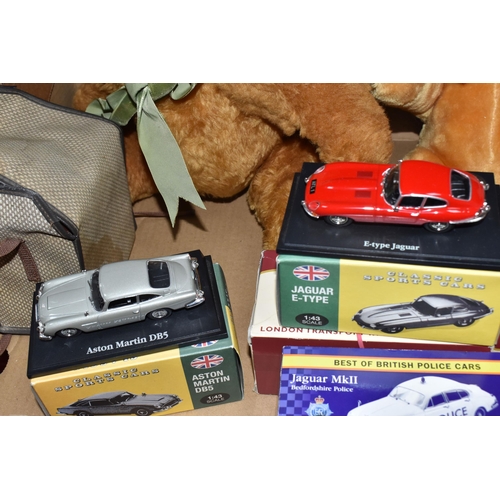 452 - A QUANTITY OF MISCELLANEOUS TOYS, to include distressed vintage golden plush teddy bear, vintage sof... 