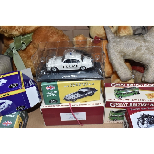 452 - A QUANTITY OF MISCELLANEOUS TOYS, to include distressed vintage golden plush teddy bear, vintage sof... 