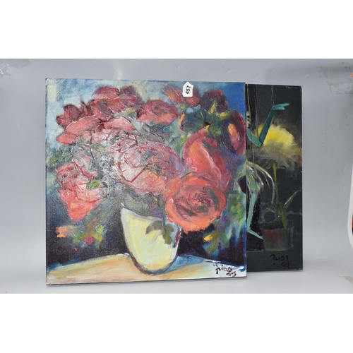 457 - PAUL MARTINEZ-FRIAS (BRITISH 1929-) A STILL LIFE STUDY OF FLOWERS IN A VASE, signed and dated (20)05... 