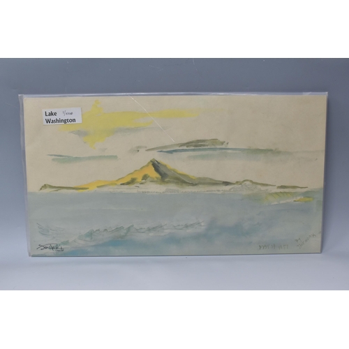 459 - JIMI HENDRIX (1942-1970) 'LAKE WASHINGTON', a modern limited edition print depicting a distant mount... 