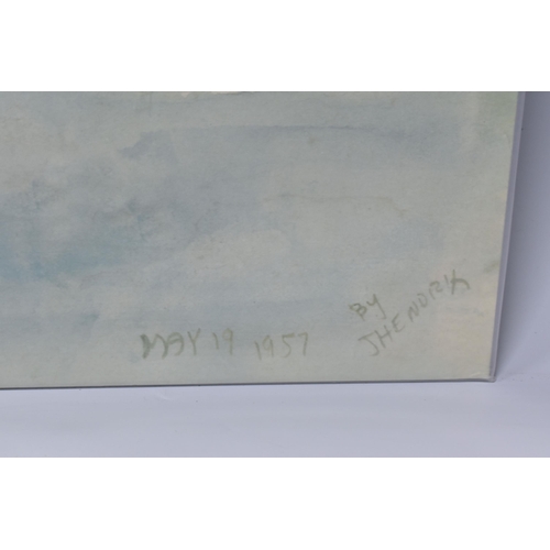 459 - JIMI HENDRIX (1942-1970) 'LAKE WASHINGTON', a modern limited edition print depicting a distant mount... 