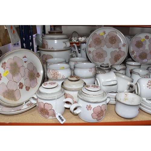 460 - A DENBY 'GYPSY' DINNER AND TEA SET comprising a butter dish, five egg cups, a salt and a pepper shak... 