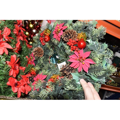 463 - TWO BOXES AND LOOSE CHRISTMAS DECORATIONS AND ORNAMENTS to include two boxed artificial trees to inc... 