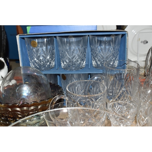 468 - A GROUP OF CUT CRYSTAL AND OTHER GLASS WARE, approximately eighty pieces to include assorted cut cry... 