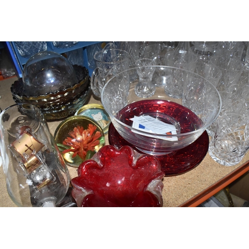 468 - A GROUP OF CUT CRYSTAL AND OTHER GLASS WARE, approximately eighty pieces to include assorted cut cry... 