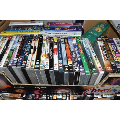 472 - SIX BOXES AND LOOSE CDS, CASSETTE TAPES, DVDS AND VHS TAPES, to include approximately one hundred an... 