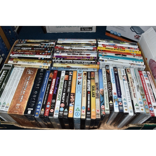 472 - SIX BOXES AND LOOSE CDS, CASSETTE TAPES, DVDS AND VHS TAPES, to include approximately one hundred an... 