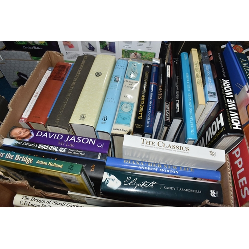 473 - SIX BOXES OF BOOKS, to include approximately one hundred titles in paperback and hardback formats, s... 