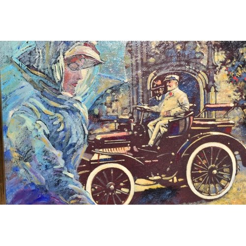 505 - BARRY ROWE (BRITISH 1938-2022) 'KING EDWARD VII 1907 DAIMLER', Edward VII is depicted sitting in his... 
