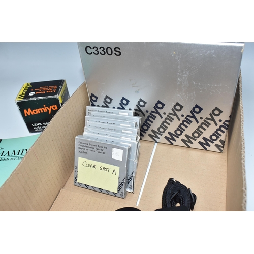 508 - ONE BOX CONTAINING A MAMIYA PROFESSIONAL- S C330 CAMERA, serial number W200355, with a Mamiya - Seko... 