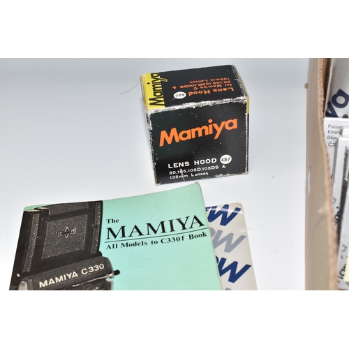 508 - ONE BOX CONTAINING A MAMIYA PROFESSIONAL- S C330 CAMERA, serial number W200355, with a Mamiya - Seko... 