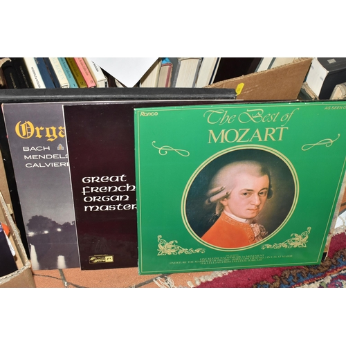 521 - THREE BOXES OF LPS AND R.P.M, to include classical, Jazz, pop, rock, blues, easy listening etc. appr... 