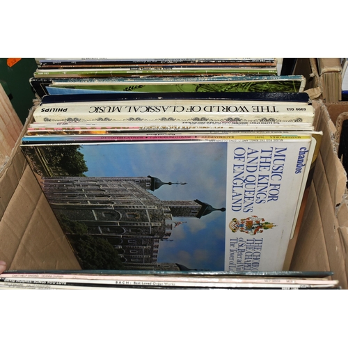 521 - THREE BOXES OF LPS AND R.P.M, to include classical, Jazz, pop, rock, blues, easy listening etc. appr... 