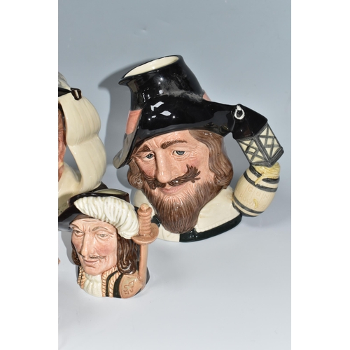 369 - SIX ROYAL DOULTON CHARACTER JUGS, comprising limited edition Sir Francis Drake D6805 no 3786/6000, G... 