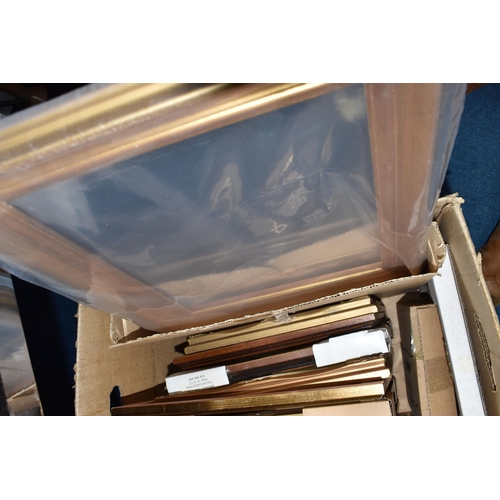 374 - ONE BOX AND LOOSE FRAMES comprising eighteen mostly rectangular wooden frames of assorted form and d... 